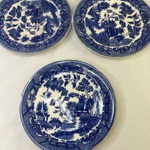VTG Japanese plates blue and white Shirokiya pottery Mint‎ Condition 3 In Total